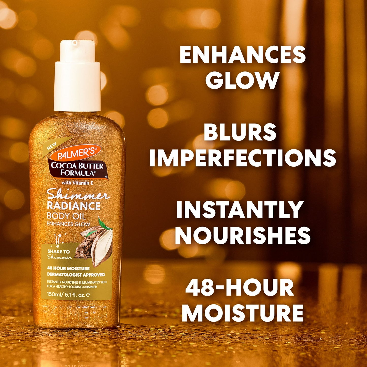 Palmer's Cocoa Butter Formula Shimmer Body Oil with Vitamin E, 5.1 oz.,
