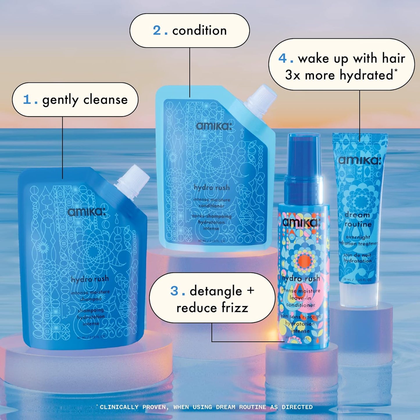 Amika hydro dream hair routine trial set