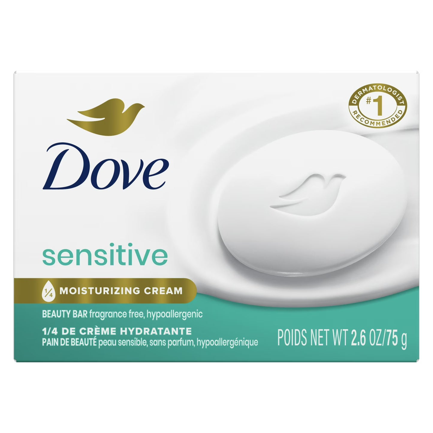 Dove Beauty Bar Soap -Fragrance Free and Hypoallergenic- 1pc