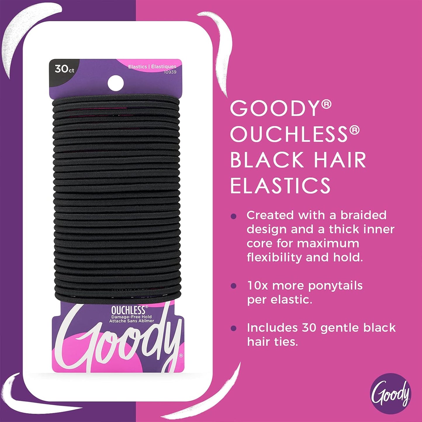 Goody Ouchless Hair Elastics  30 ct