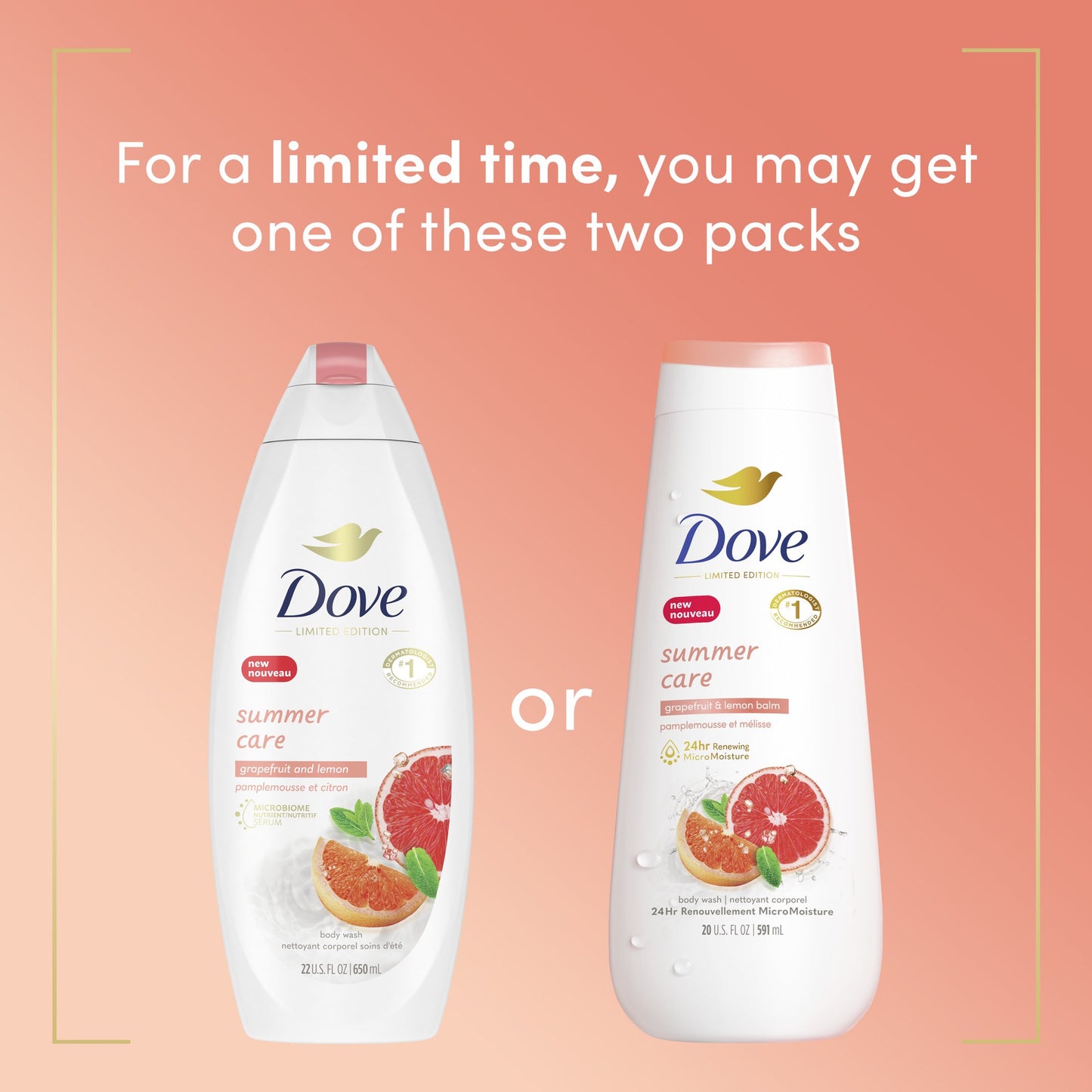 Dove Summer Care  Body Wash , Grapefruit & Lemon Balm